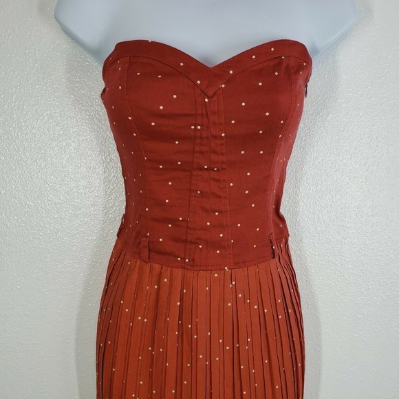 Bershka Collection Womens‎ Dress poplin strapless Polka dot Size Small orange - Picture 7 of 8